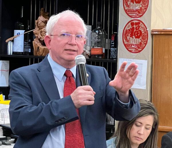 A judge has recommended that Mr. Eastman’s law license, which has been suspended, be revoked. Above, Mr. Eastman speaking in Burlingame, Calif., on May 18, 2024. (Brad Jones/The Epoch Times)
