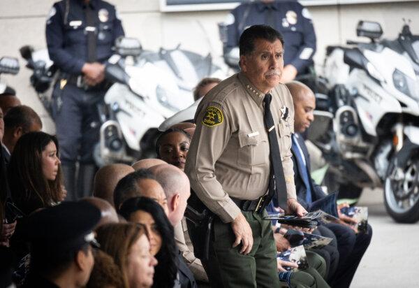 Los Angeles County Sheriff Robert Luna at the service. (John Fredricks/The Epoch Times)