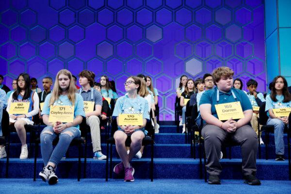 Spellers look on during their round at the 2024 Scripps National Spelling Bee at the Gaylord National Resort and Convention Center  in National Harbor, Md. (Anna Moneymaker/Getty Images)