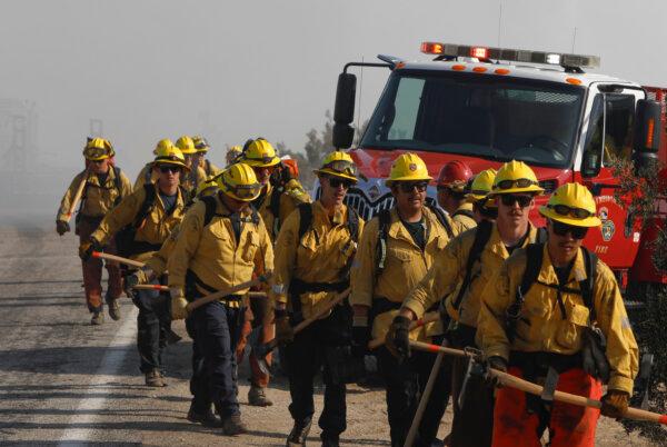 Firefighters from Cal FIRE work to contain a wildfire that blackened 187 acres in the Agua Caliente area of Anza-Borrego Desert State Park in eastern San Diego County, Calif., on June 2, 2024. (Courtesy of Cal FIRE San Diego)