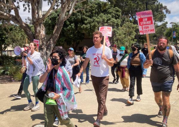 People participate in a pro-Palestinian strike at the University of California–San Diego on June 3, 2024. (Courtesy of Philip Zhu)
