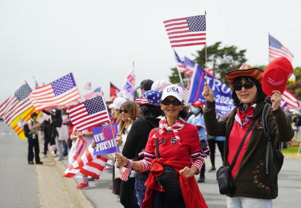 Supporters greet former President Donald Trump in San Francisco on June 6, 2024. (Hector Omar/Aldana Film Crew)