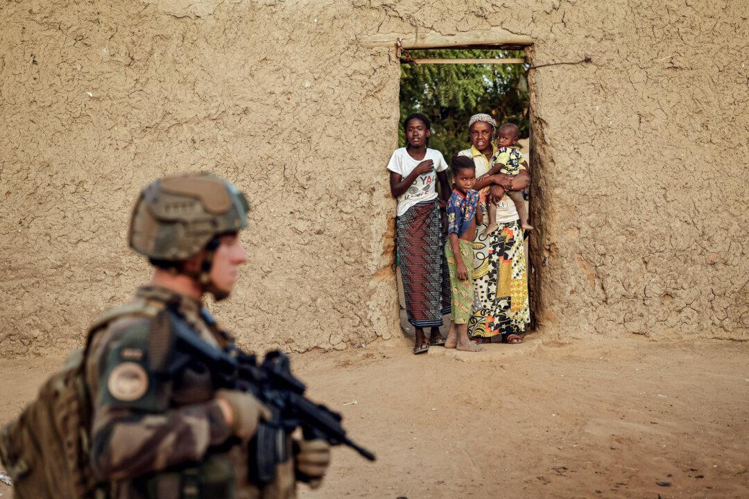 A French soldier patrols the streets of Gao, Mali, on Dec. 4, 2021. (Thomas Coex/AFP via Getty Images)