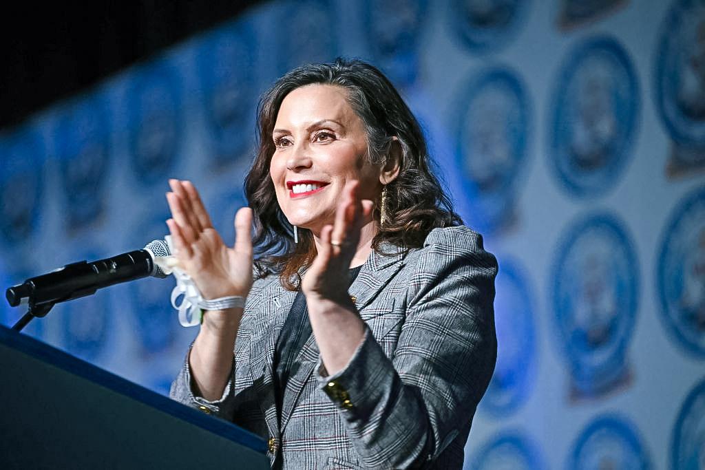 Michigan Gov. Gretchen Whitmer at Beech Woods Recreation Center in Southfield, Mich., on Oct. 16, 2020. (Chip Somodevilla/Getty Images)