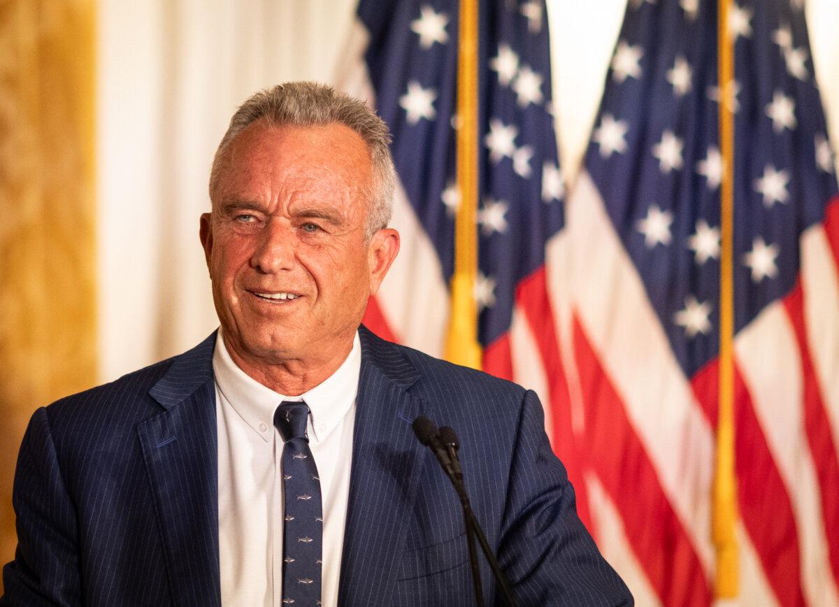 Presidential candidate Robert F. Kennedy Jr. speaks at the Nixon Library in Yorba Linda, Calif., on June 12, 2024. (John Fredricks/The Epoch Times)