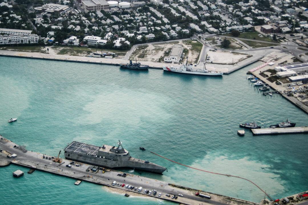 U.S. Navy ships docked at Naval Air Station Key West in Key West, Fla, on March 29, 2010. A navy admiral has said recently that foreign nationals from China and Russia try to breach Navy bases “two or three times a week.” (Nicholas Kontodiakos/U.S. Navy via Getty Images)