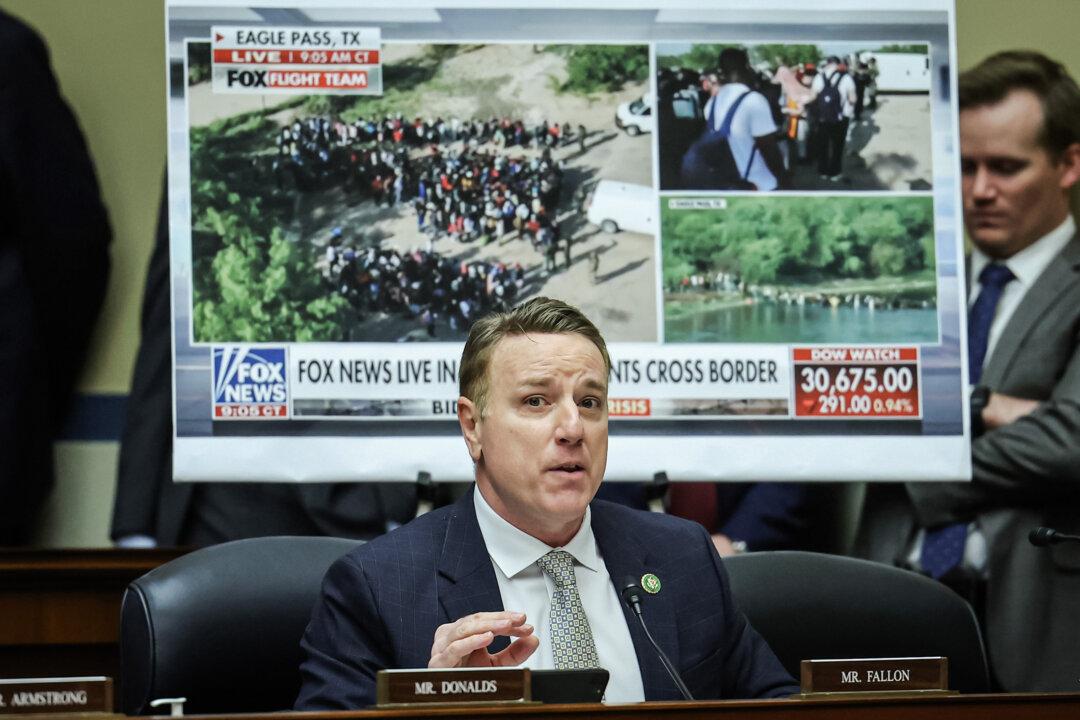 Rep. Pat Fallon (R-Texas) questions a witness during a hearing on the U.S. southern border, in Washington on Feb. 7, 2023. (Kevin Dietsch/Getty Images)