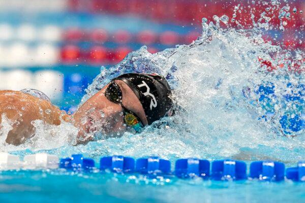 Robert Finke swims during the men's 800 freestyle finals at the U.S. Olympic trials in Indianapolis on June 18, 2024. (Darron Cummings/AP Photo)