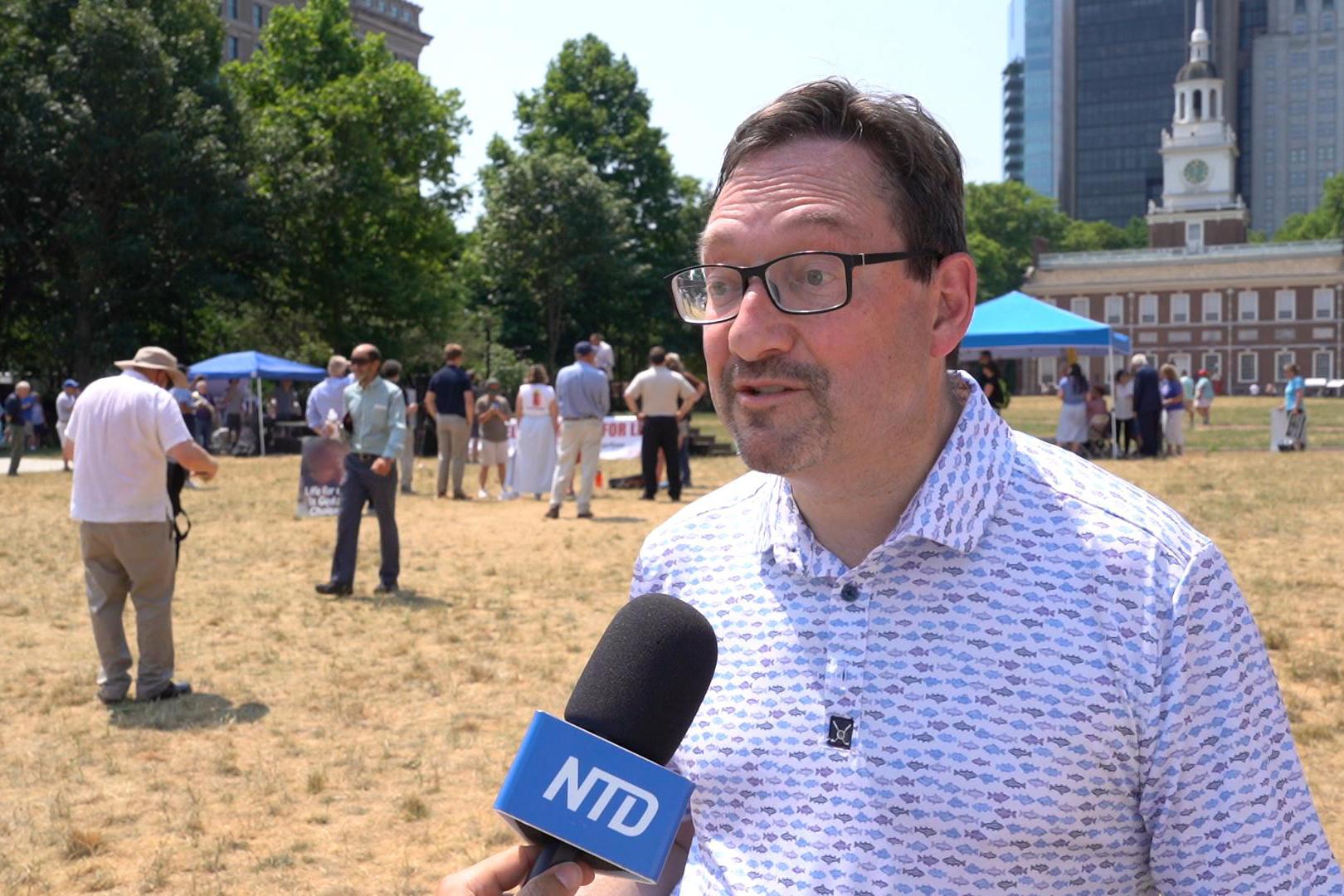 Tom Stevens, the president & CEO of the Pro-Life Union of Greater Philadelphia, attended the 4th Annual March for Life and Rally at Independence Mall in Philadelphia, Pa., on June 22, 2024. (William Huang/The Epoch Times)