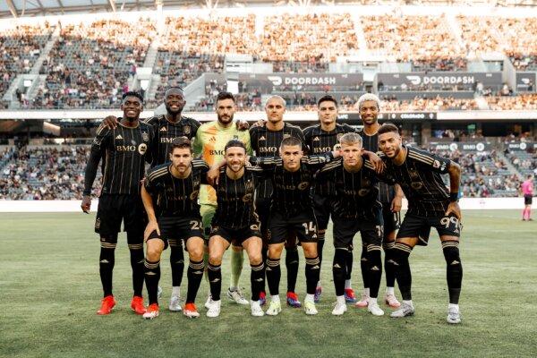 LAFC pose for team photo prior to their match against the Colorado Rapids in Los Angeles on June 29, 24. (Courtesy of Los Angeles FC via The Epoch Times)