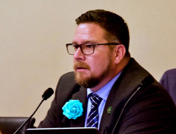 Assemblyman Juan Alanis questions opposition witnesses about Senate Bill 1414 during the Assembly Public Safety Committee hearing at the Capitol in Sacramento on July 2, 2024. (Travis Gillmore/The Epoch Times)