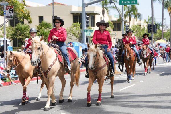 Valley Center Vaqueros participates in the Independence Day Parade in Coronado, Calif., on July 4, 2024. (Jane Yang/The Epoch Times)