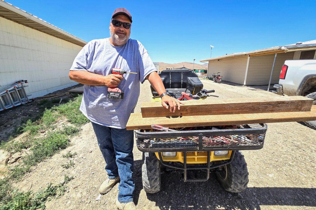 Mark Miller, 65, a retired federal government first responder, lives in an off-grid home he built at Operation Self-Reliance in southern Utah, on June 28, 2024. (Allan Stein/The Epoch Times)