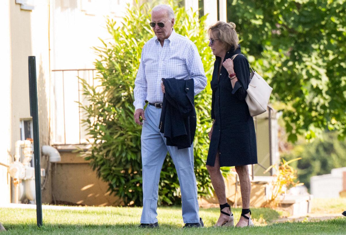 President Joe Biden walks with his sister Valerie Biden Owens at St. Joseph on the Brandywine Roman Catholic Church in Wilmington, Del., on July 6, 2024. (Saul Loeb/AFP via Getty Images)