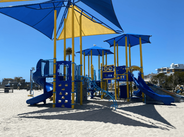 The playground at Moonlight Beach in Encinitas, Calif., on May 25, 2024. (Kimberly Hayek/The Epoch Times)