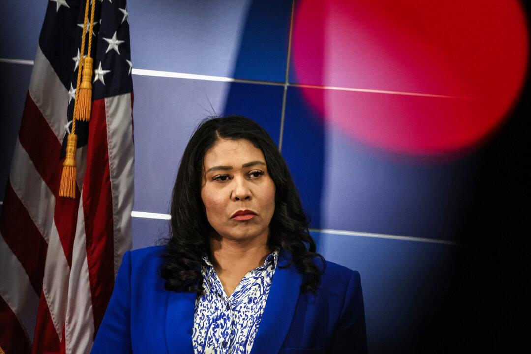 San Francisco Mayor London Breed during a news conference at San Francisco police headquarters in San Francisco on April 13, 2023. (Justin Sullivan/Getty Images)