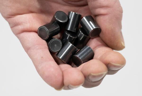 Uranium pellets during a tour of a Nuclear Waste Management Organization facility in Oakville, Ontario, on Dec. 12, 2023. (The Canadian Press/Frank Gunn)