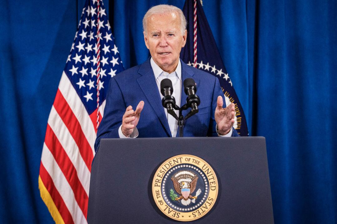 President Joe Biden speaks at the Rehoboth Beach Police Department, in Rehoboth Beach, Del., in the wake of the assassination attempt against his presidential rival on July 13, 2024. (Samuel Corum/Afp via Getty Images)