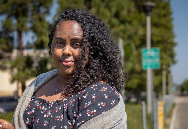 Nasri Mohamad and her husband are “constantly” operating online prayer groups, hosting church services, and even fundraising for Somali Christians. Above, Ms. Mohamad in Irvine, Calif., on July 8, 2024. (John Fredricks/The Epoch Times)