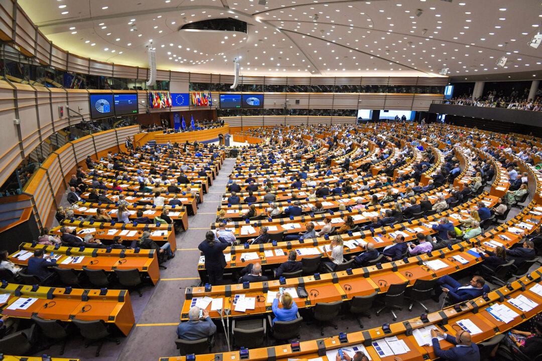 European deputies take part in a meeting on EU emissions at the European Union Parliament in Brussels on June 22, 2022. (John Thys/AFP via Getty Images)