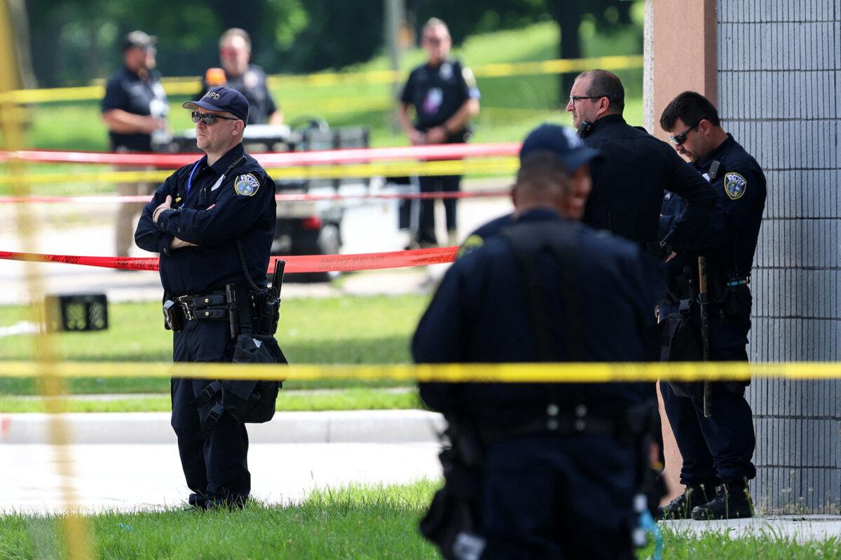 Police monitor a crime scene where a man was fatally shot by visiting police officers in the King Park neighborhood in Milwaukee, Wis., on July 16, 2024. (Alex Wroblewski/AFP via Getty Images)