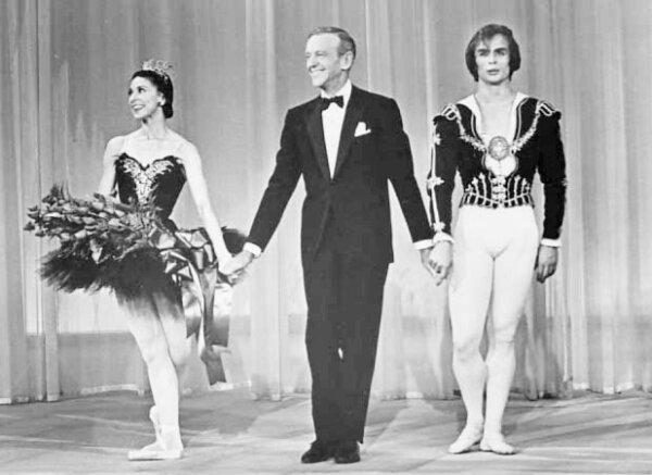 Margot Fonteyn, Fred Astaire, and Rudolf Nureyev from a 1965 appearance on the television show "The Hollywood Palace." (Public Domain)