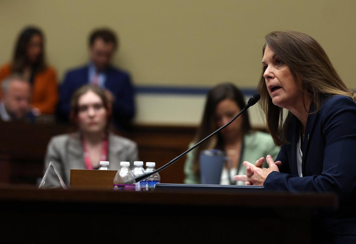 United Sates Secret Service Director Kimberly Cheatle testifies before the House Oversight and Accountability Committee during a hearing at Capitol on July 22, 2024. (Justin Sullivan/Getty Images)