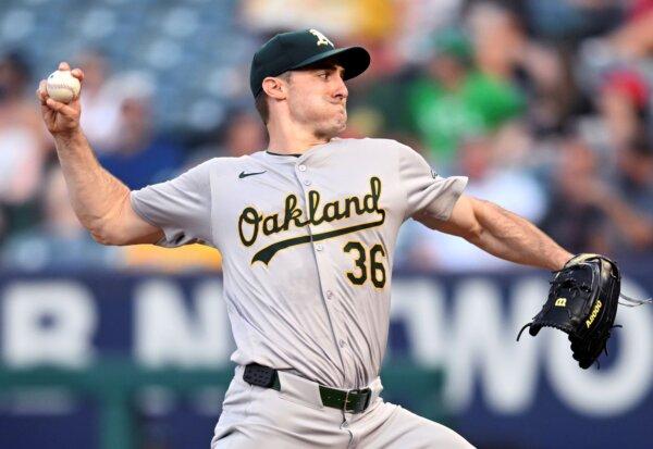 A's pitcher Ross Stripling, fresh off the injured list, throws against the Angels in Anaheim, Calif., on July 25, 2024. (John McCoy/AP Photo)