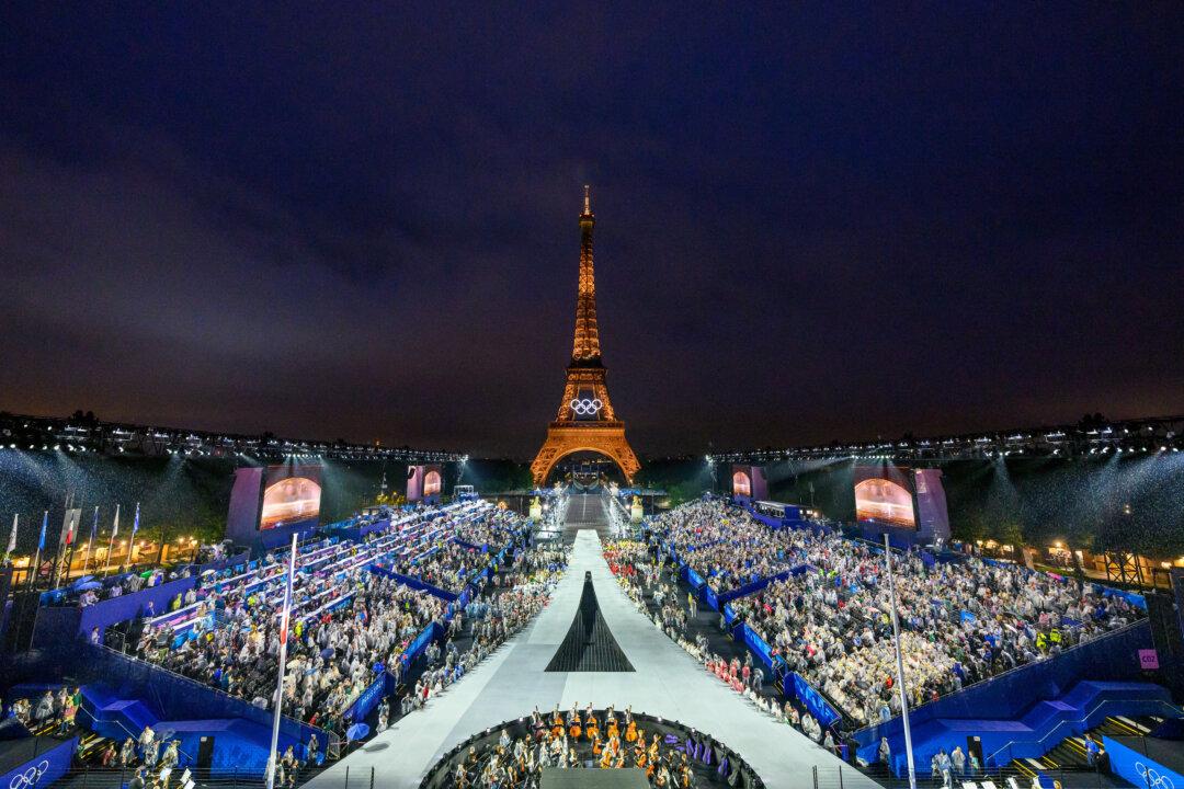 The Trocadero venue while the delegations arrive, during the opening ceremony of the Paris 2024 Olympic Games in Paris on July 26, 2024. (François-Xavier Marit/AFP via Getty Images)