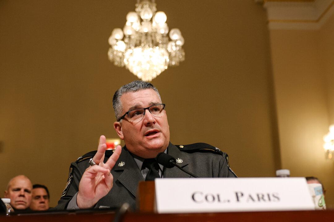 Col. Christopher Paris, commissioner of the Pennsylvania State Police, testifies before the House Committee on Homeland Security in Washington on July 23, 2024. (Justin Sullivan/Getty Images)