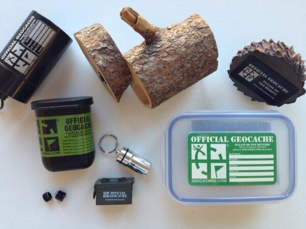 Geocache containers. (Courtesy of Groundspeak Inc. (dba Geocaching))