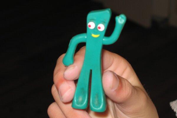 A Gumby figurine found in a geocache. (Courtesy of Dave & Daniela Rinard)