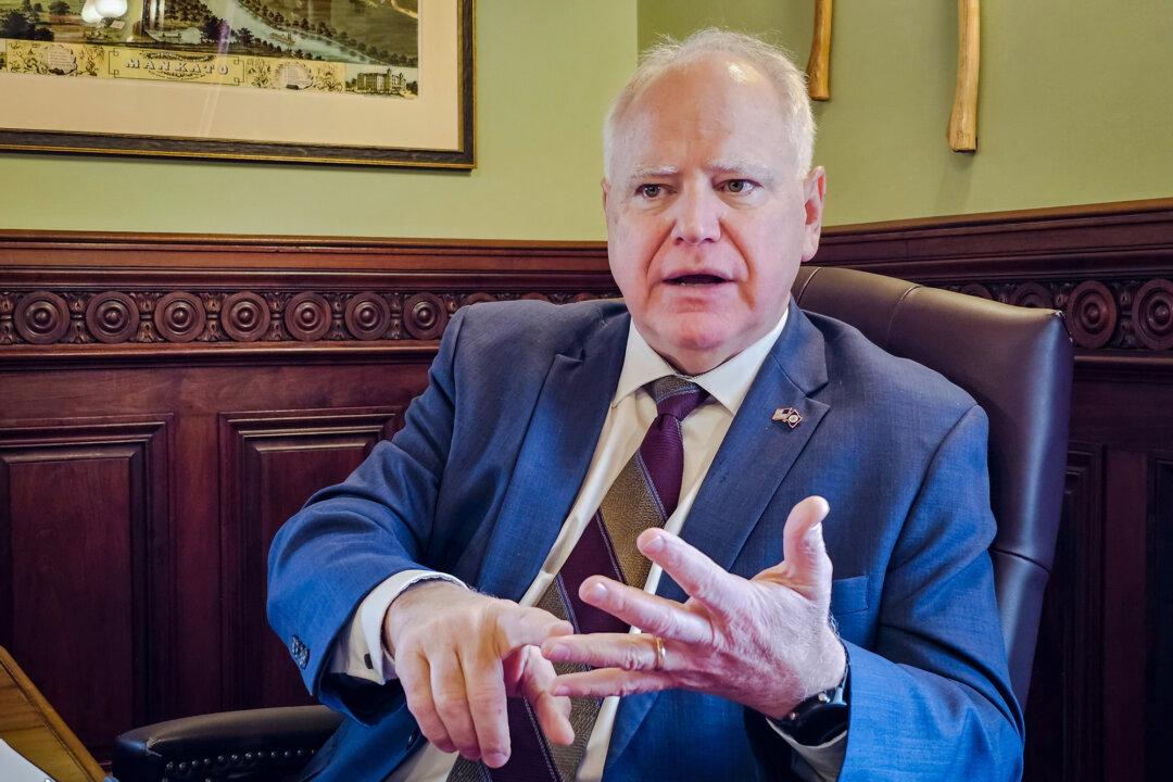 Minnesota Gov. Tim Walz discusses the upcoming 2024 legislative session at his office in the state Capitol in Saint Paul on Feb. 7, 2024. (Steve Karnowski, File/AP Photo)