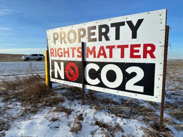 A sign near Strasburg, N.D., on Jan. 11, 2024. (Jack Dura/AP Photo)