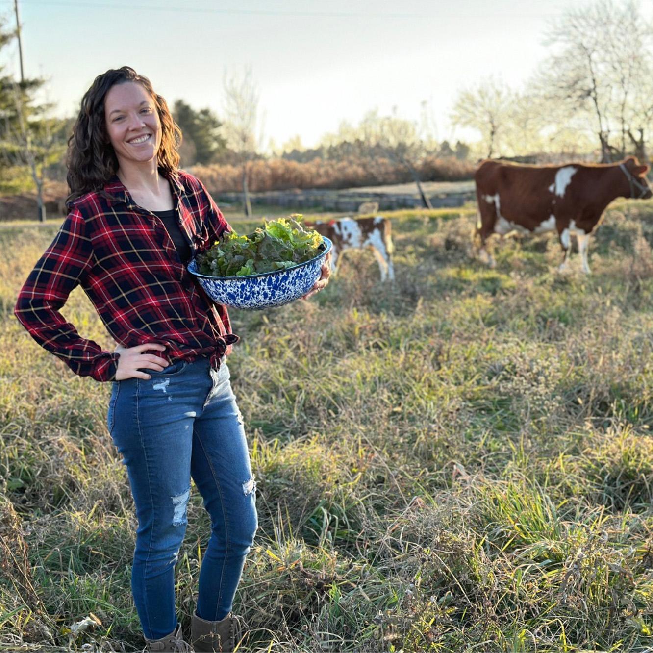 Mrs. Knox on the homestead. (Courtesy of <a href="https://www.instagram.com/morethanfarmers/">@morethanfarmers</a>)