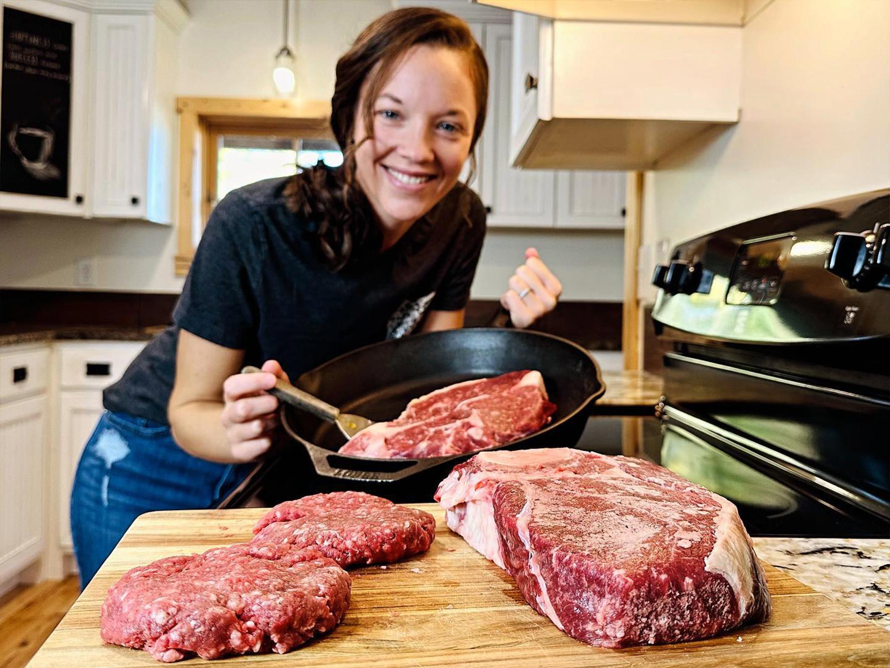 Mrs. Knox cooks up homegrown beef. (Courtesy of <a href="https://www.instagram.com/morethanfarmers/">@morethanfarmers</a>)