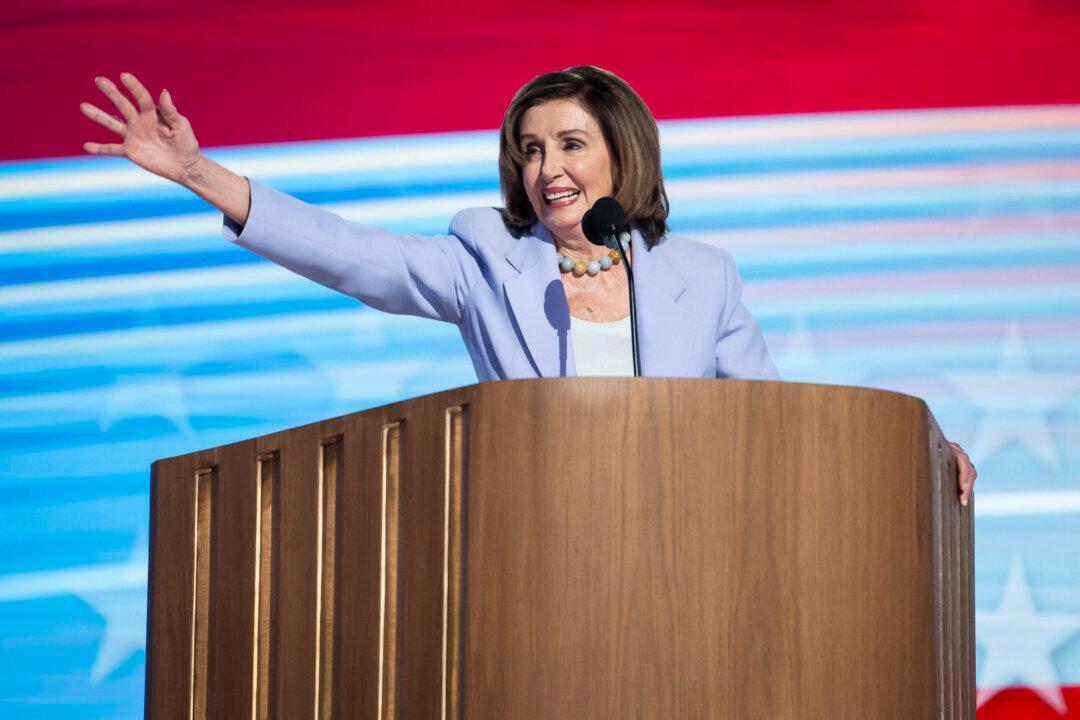 Former Speaker of the House Rep. Nancy Pelosi (D-Calif.) at the Democratic National Convention (DNC) at the United Center in Chicago on Aug. 21, 2024. (Madalina Vasiliu/The Epoch Times)