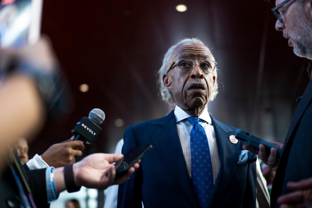 Rev. Al Sharpton during the last day of the Democratic National Convention in Chicago on Aug. 22, 2024. (Madalina Vasiliu/The Epoch Times)