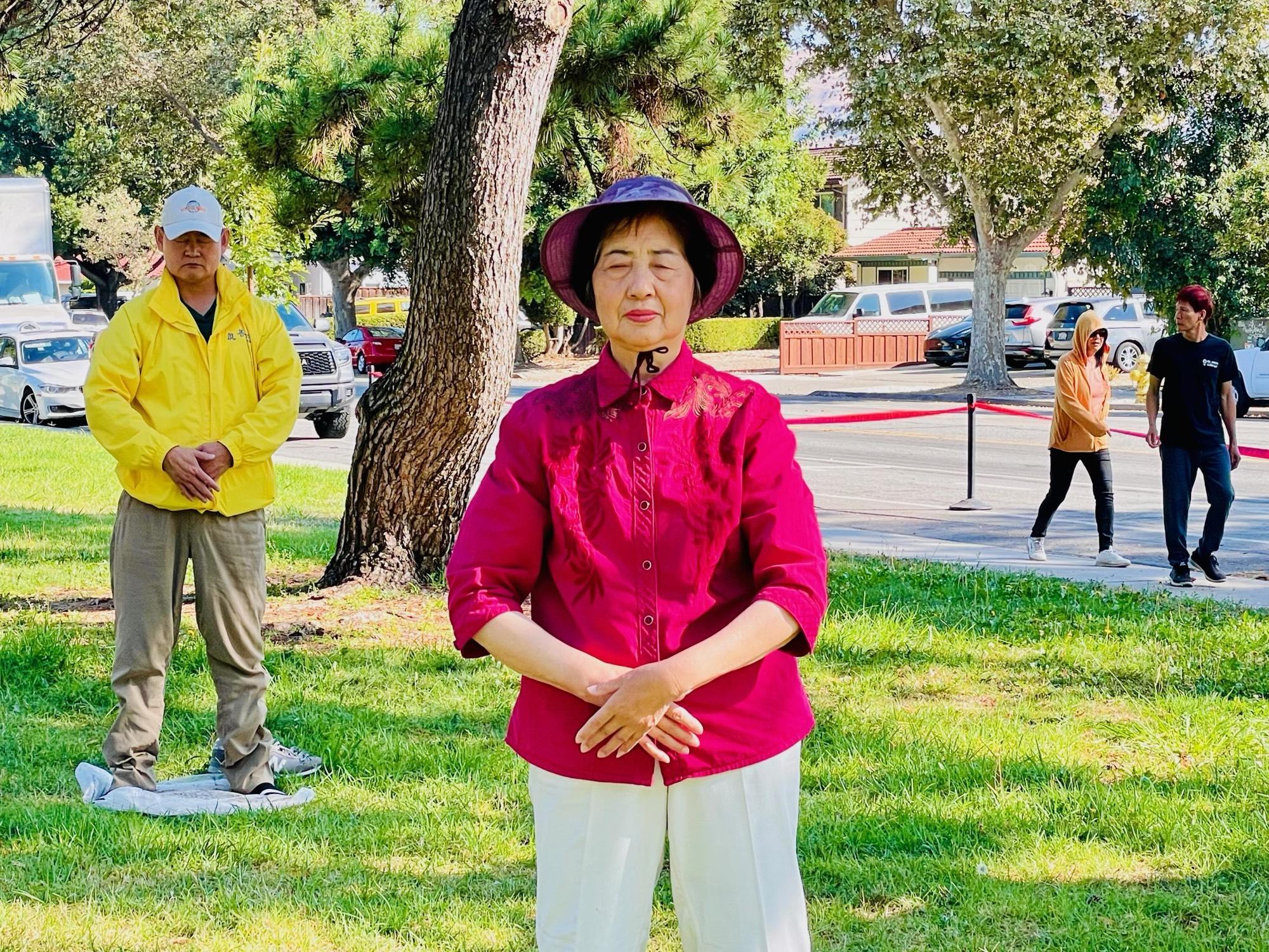 A photo of Yang practicing in a park in San Jose, Aug. 3 (Courtesy of Yang Li)