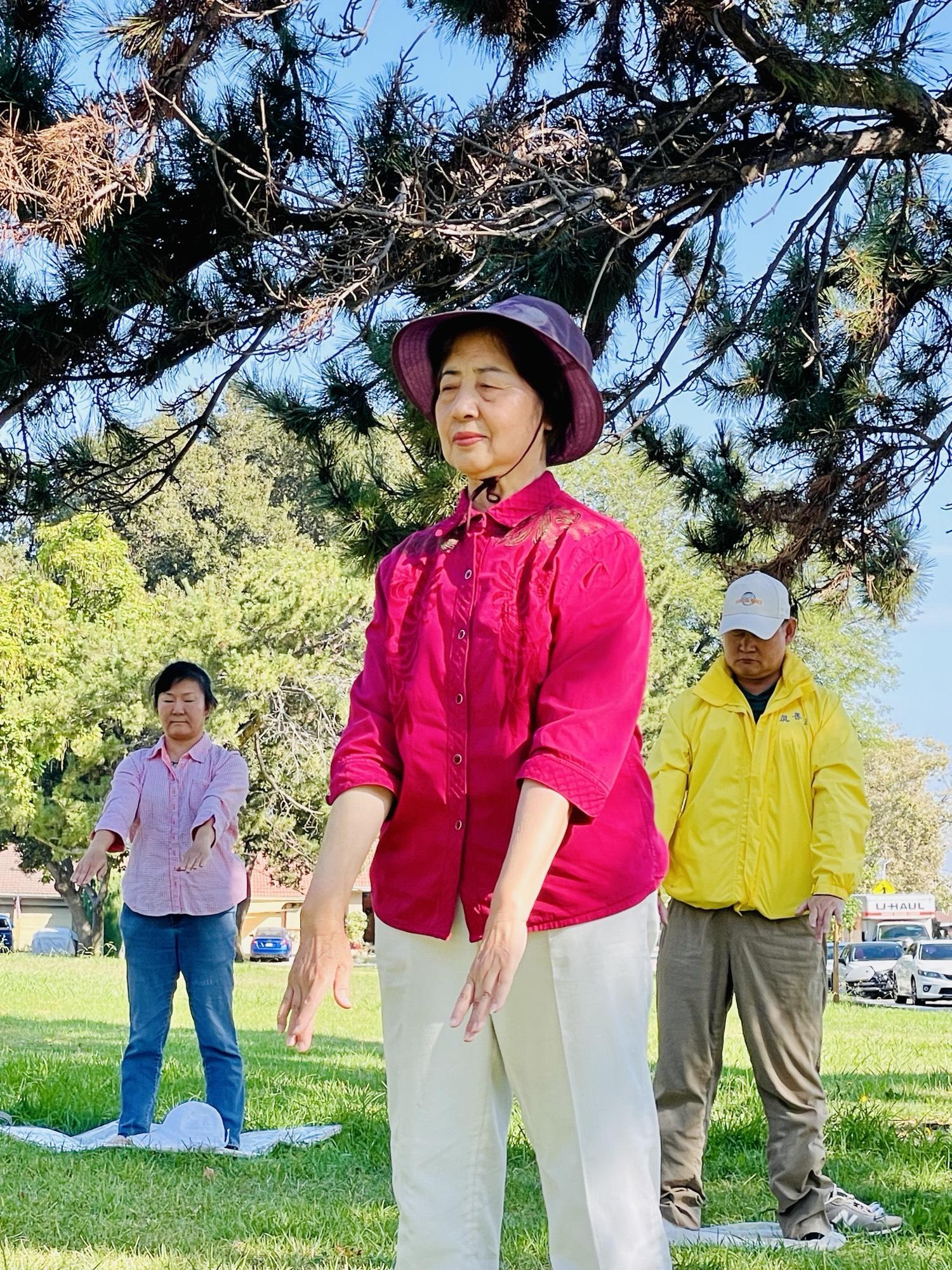 A photo of Yang practicing in a park in San Jose, Aug. 3. (Courtesy of Yang Li)