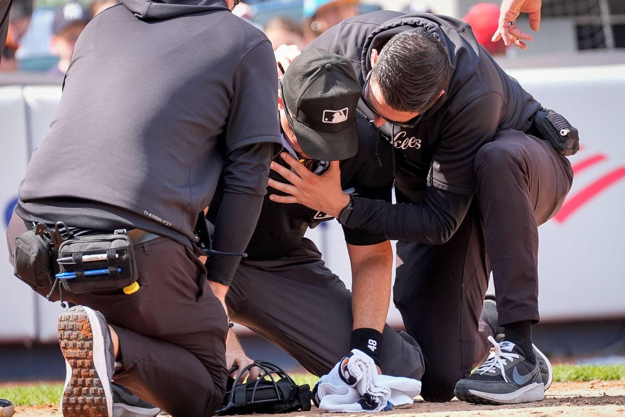 Umpire Forced From Rockies-Yankees Game After Being Struck in Neck by Broken Bat