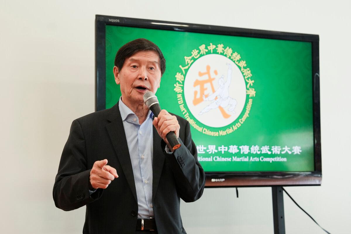 Jury chair Li Youfu speaks at NTD’s 8th International Traditional Chinese Martial Arts Competition in Waldwick, N.J., on Aug. 30, 2024. (Samira Bouaou/The Epoch Times)