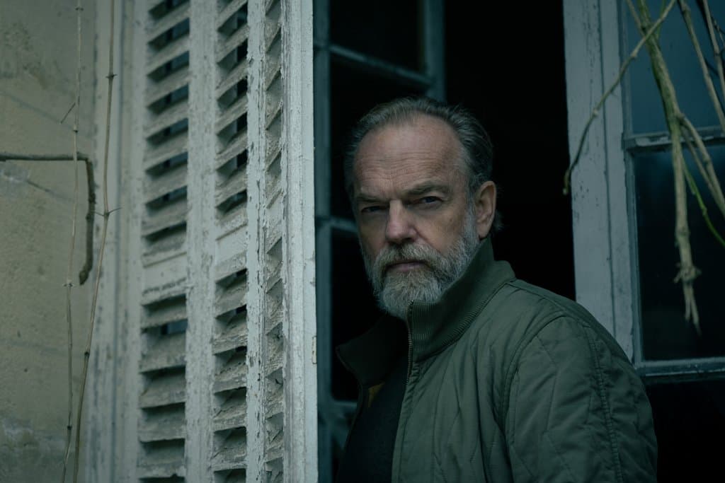 The mercenary Frank Harkness (Hugo Weaving), in “Slow Horses” Season 4. (Apple TV+)