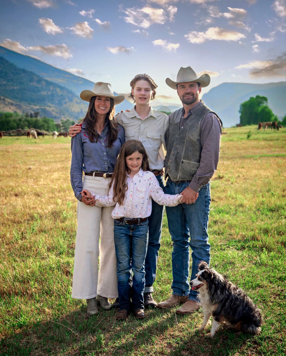 CM managers and hosts Hunter and Molly Sullivan pose with son, Luke, 15, and daughter, Nora, 8. Their Miniature Australian Shepherd, Dally, is four years old. (Davis Clem)