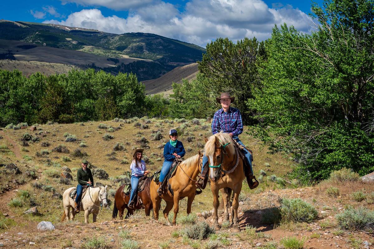 Article author in front riding Haflinger, Nugget, on trail ride. (Maria Coulson)