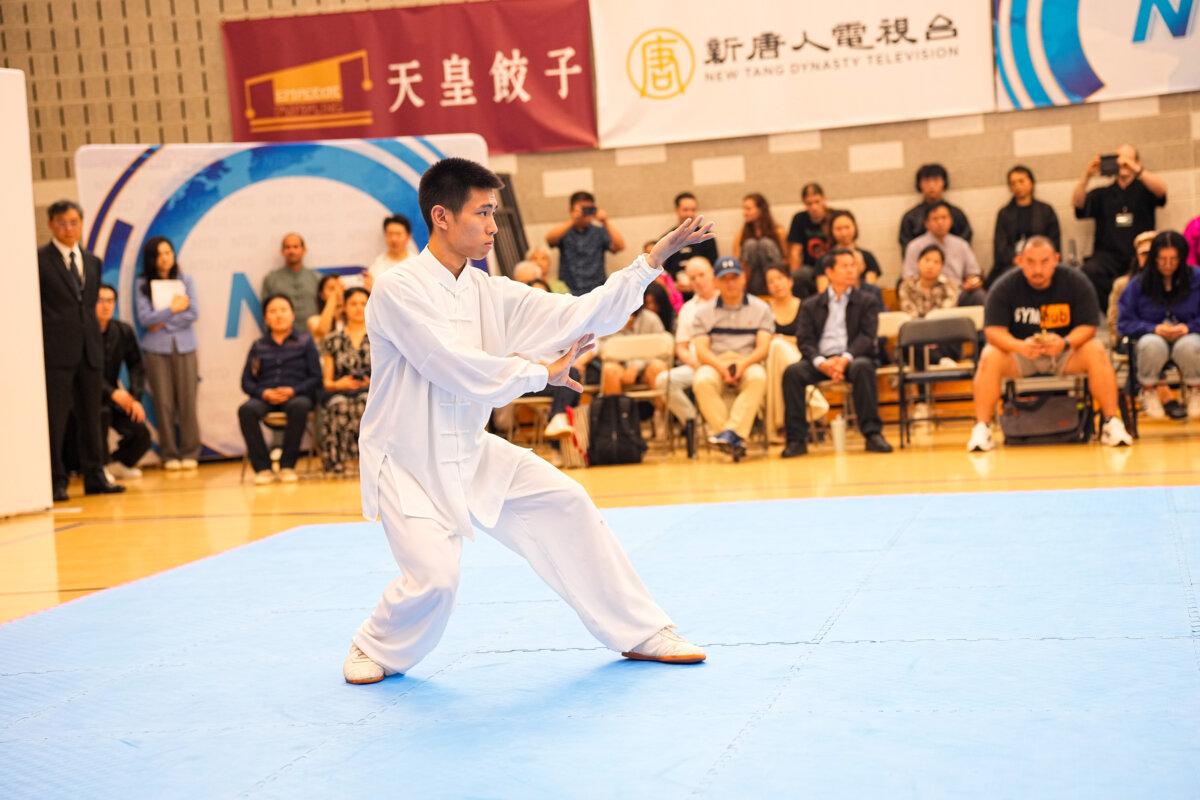 Ta-yen Liu participates in the NTD International Traditional Chinese Martial Arts Competition finals in Waldwick, N.J., on Sept. 2, 2024. (Larry Dye/The Epoch Times)