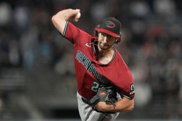 Diamondbacks pitcher Zac Gallen works against the Giants in San Francisco on Sept. 4, 2024. (Jeff Chiu/AP Photo)