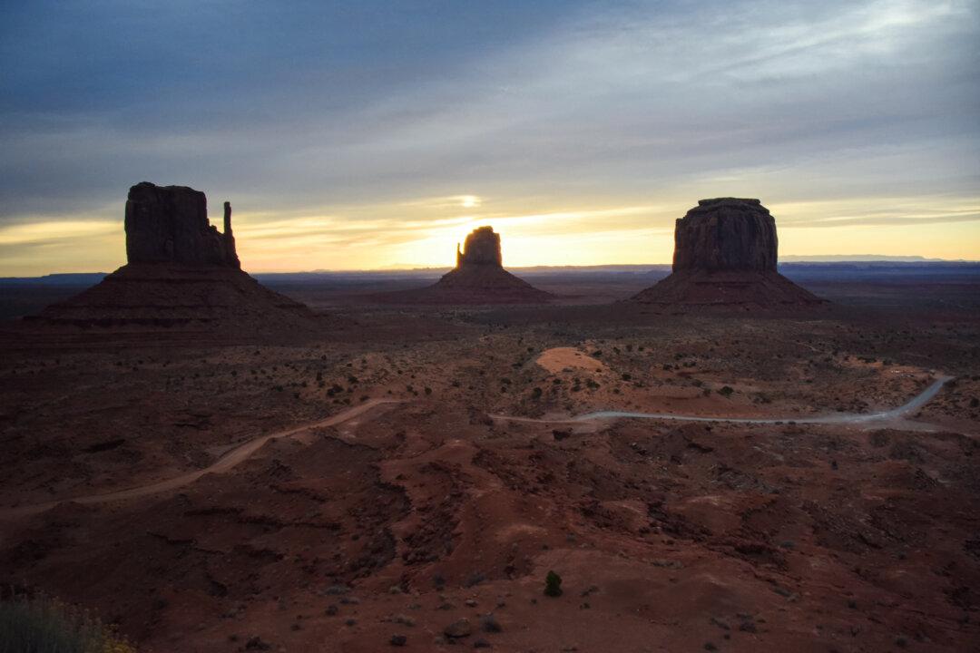 The sun rises over Monument Valley, a region of the Colorado Plateau, on April 19, 2018. (Eric Baradat/AFP via Getty Images)