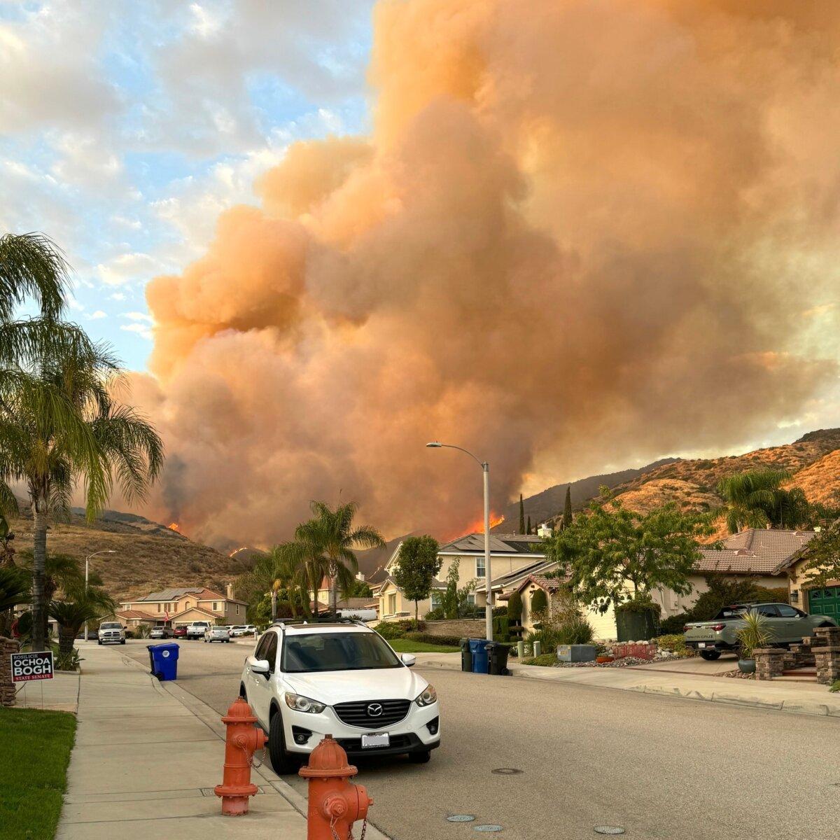 Fire crews work to protect communities from the Line Fire burning in San Bernardino County, Calif., on Sept. 8, 2024. (U.S. Forest Service)