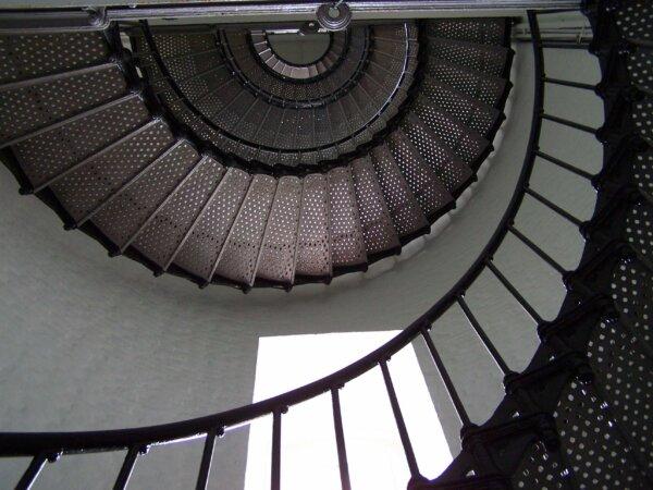 Pigeon Point Lighthouse’s spiral stairs in 2007. (Courtesy of the U.S. Coast Guard and National Archives)